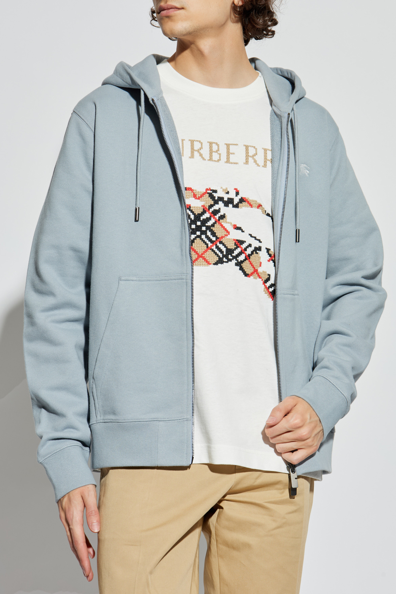 Tシャツ・カットソー BURBERRY Cotton hooded sweatshirt GALE Logo Cotton Blend Zip Hoodie in Gale - Men | Burberry® Official